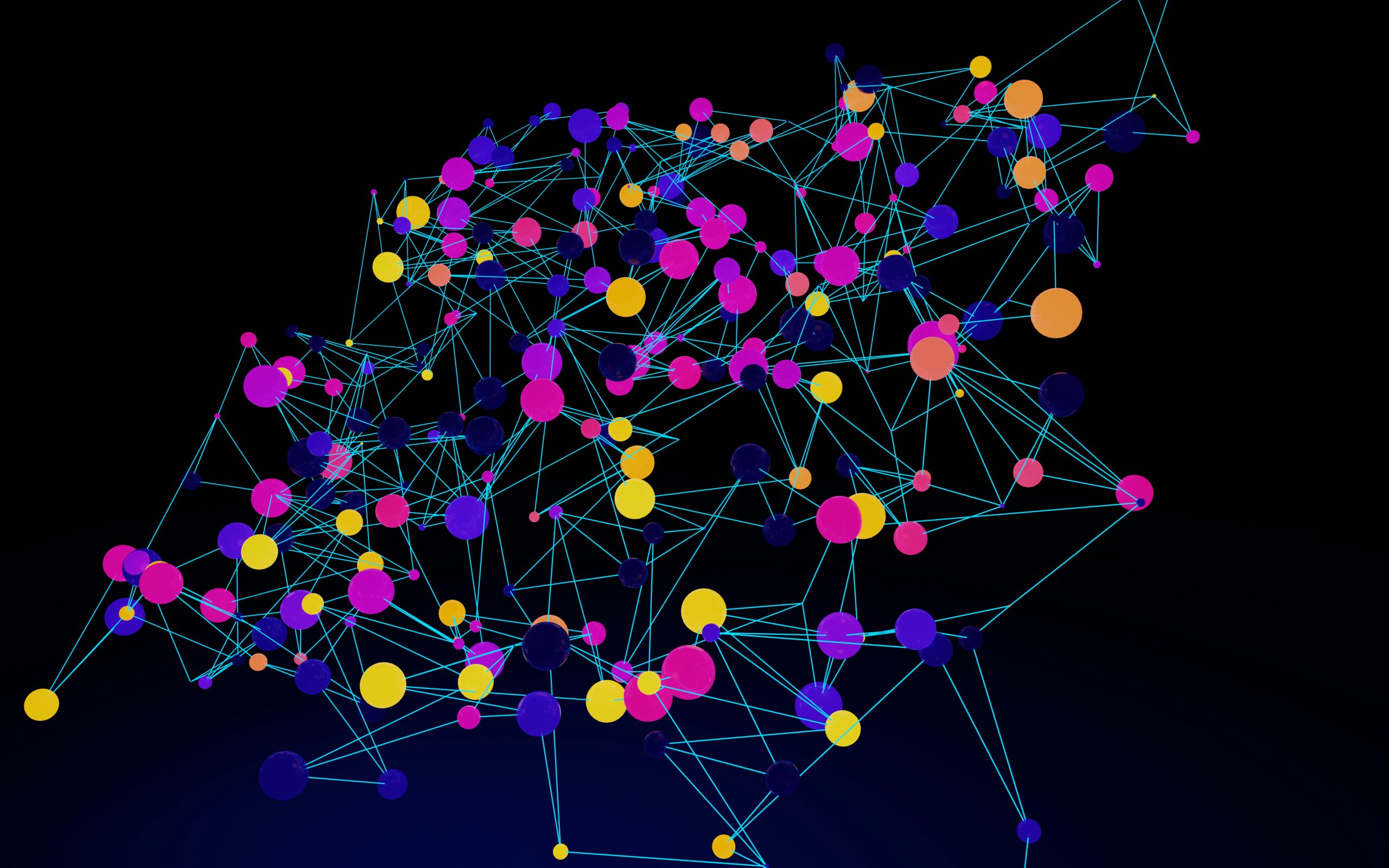 Abstract network of dots symbolizing data flow and messaging throughput